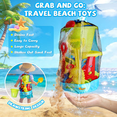 Breathable mesh bag for storing Beach Toys 19 Piece Sand Toys Set