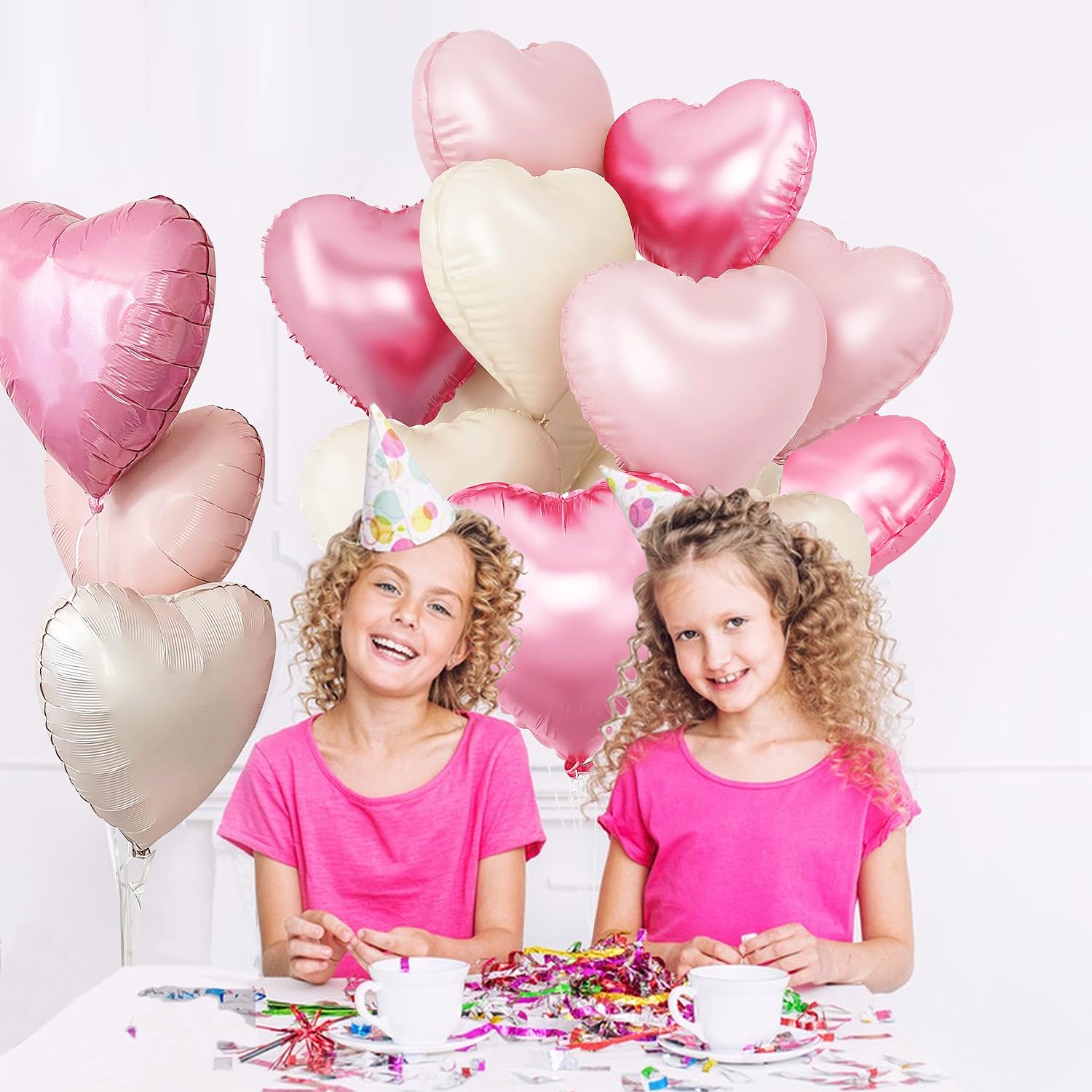 Sand white heart shaped foil balloons set