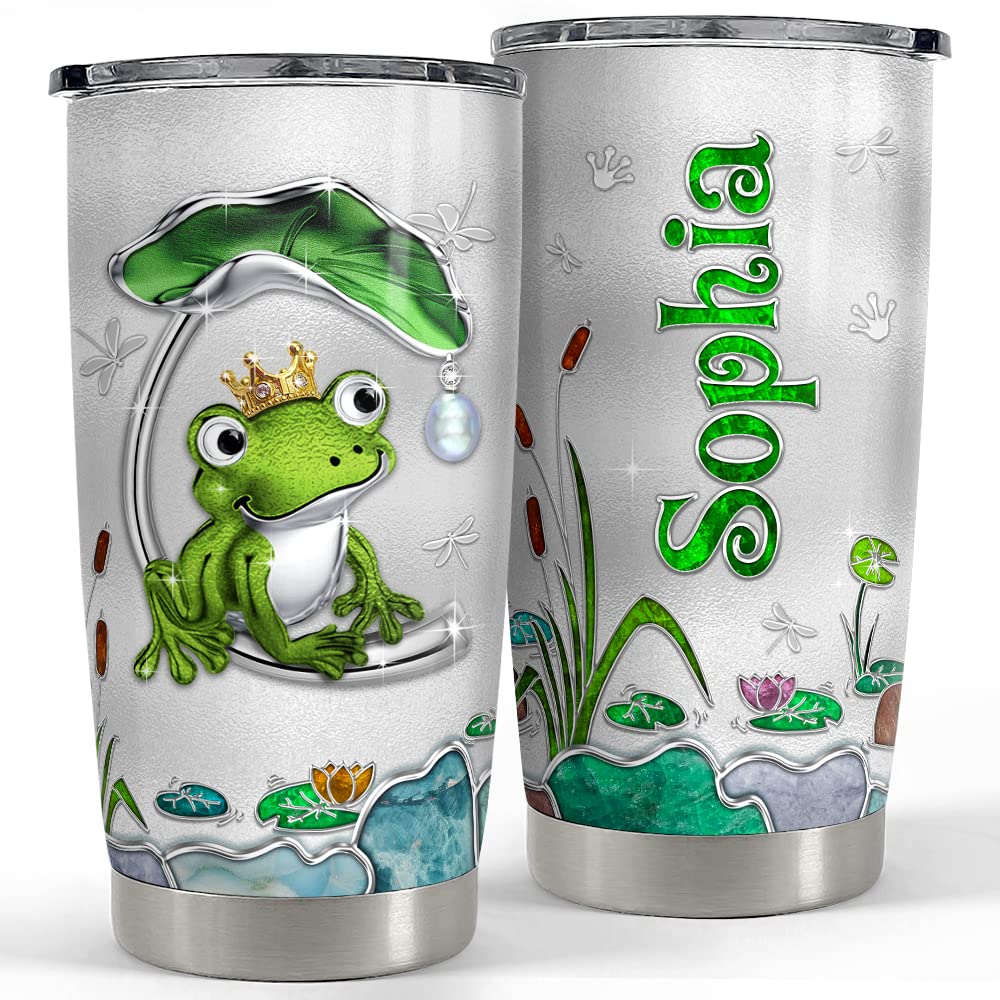 SANDJEST frog tumbler 20oz with lid