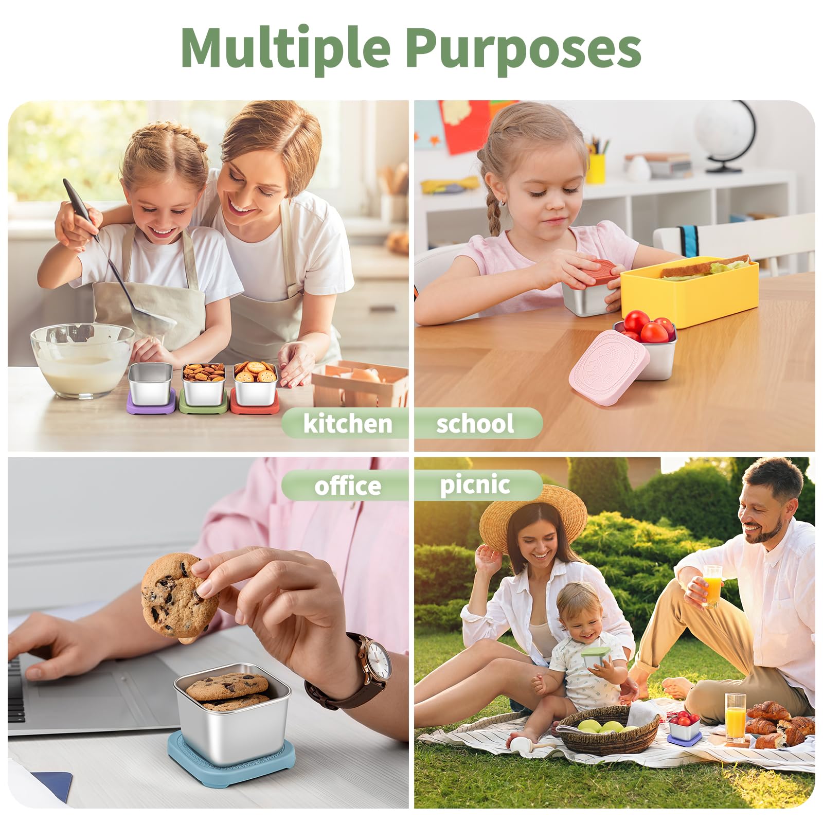 6-piece SANEXC snack container set for snacks, dips and fruit