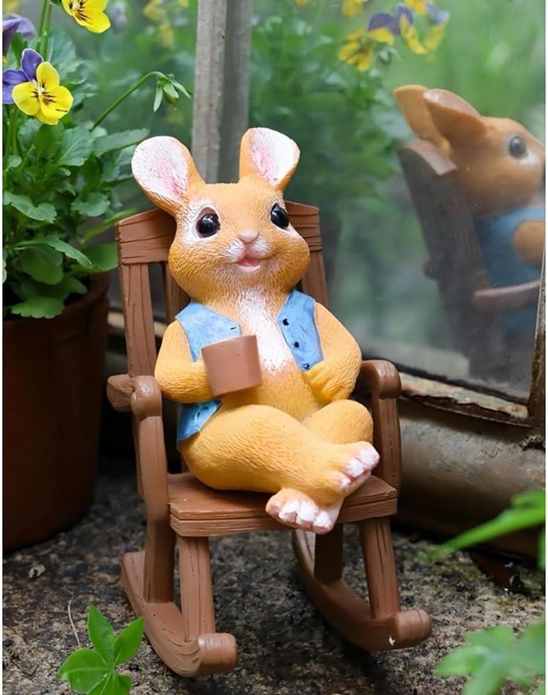 giftable autumn bunny statue for home office or kitchen