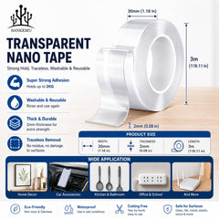 SANKEMU clear removable mounting tape for walls rugs posters