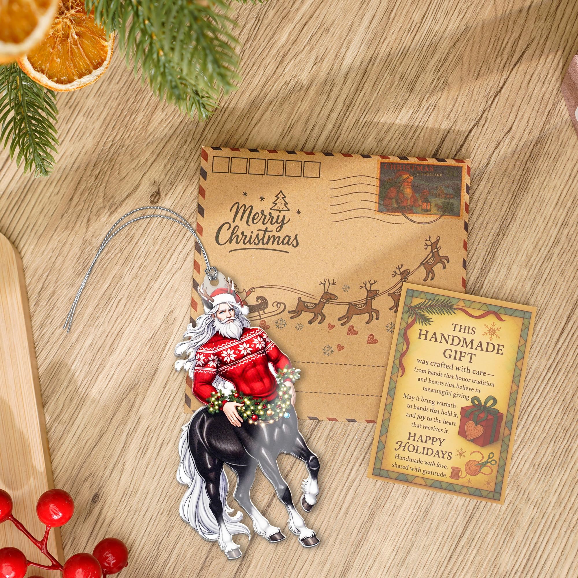 White Elephant gift Santa Centaur ornament packaging