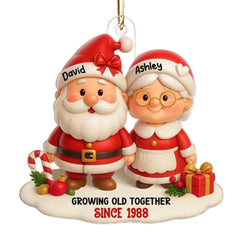 Santa couple ornament with customizable names on acrylic