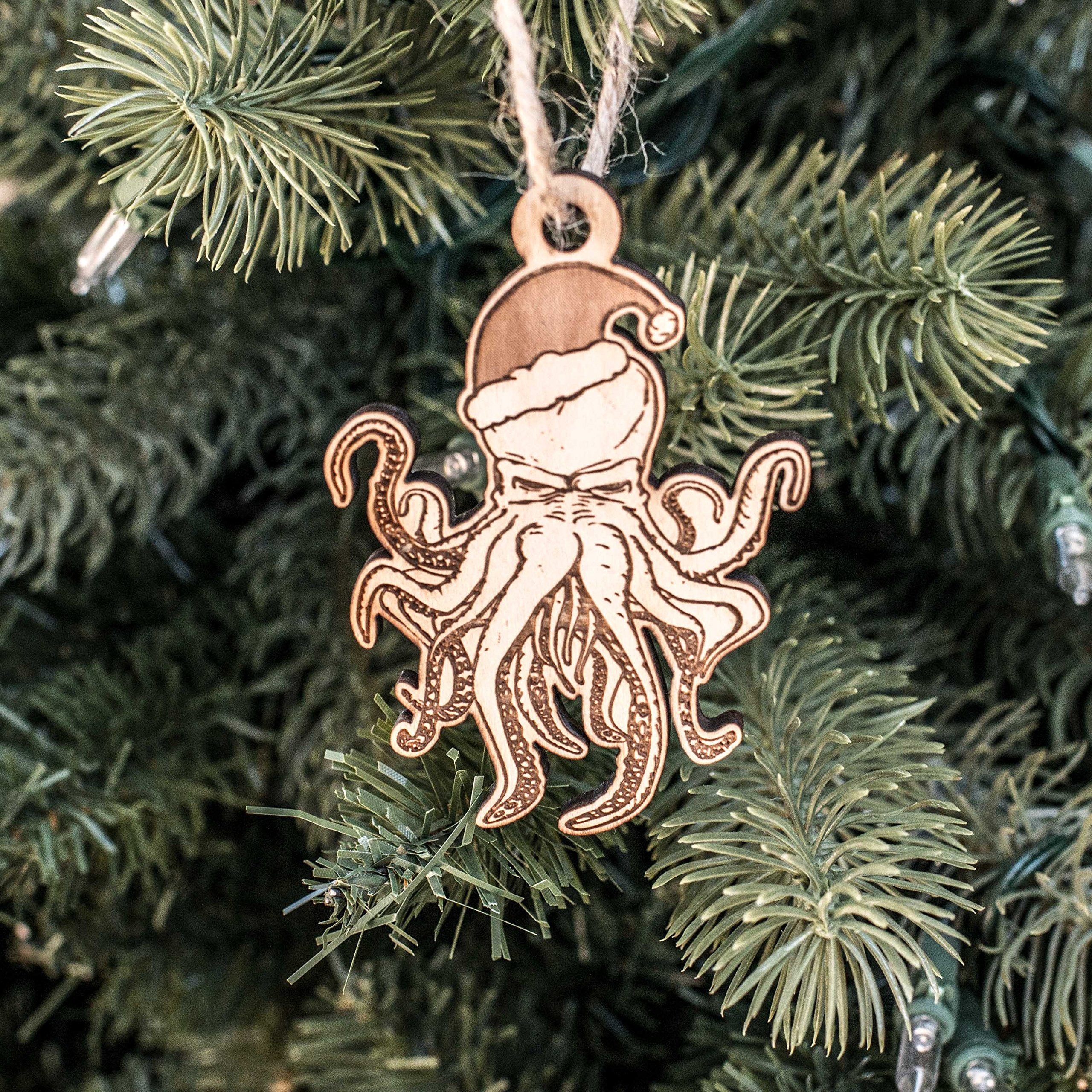 Santa Cthulhu ornament Texas display 3x2in