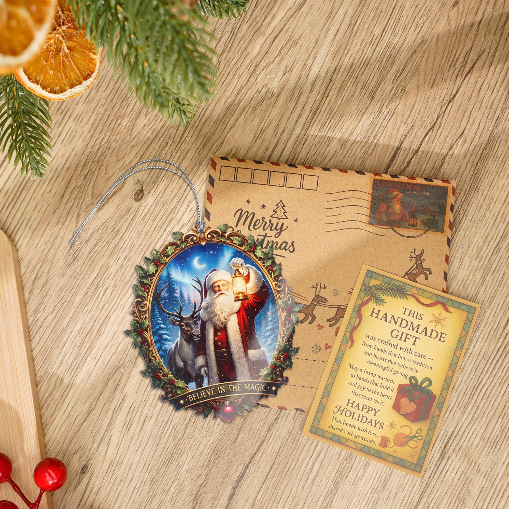 santa ornaments for christmas tree colorful design