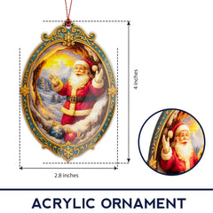 Santa ornament for Christmas tree in red tones