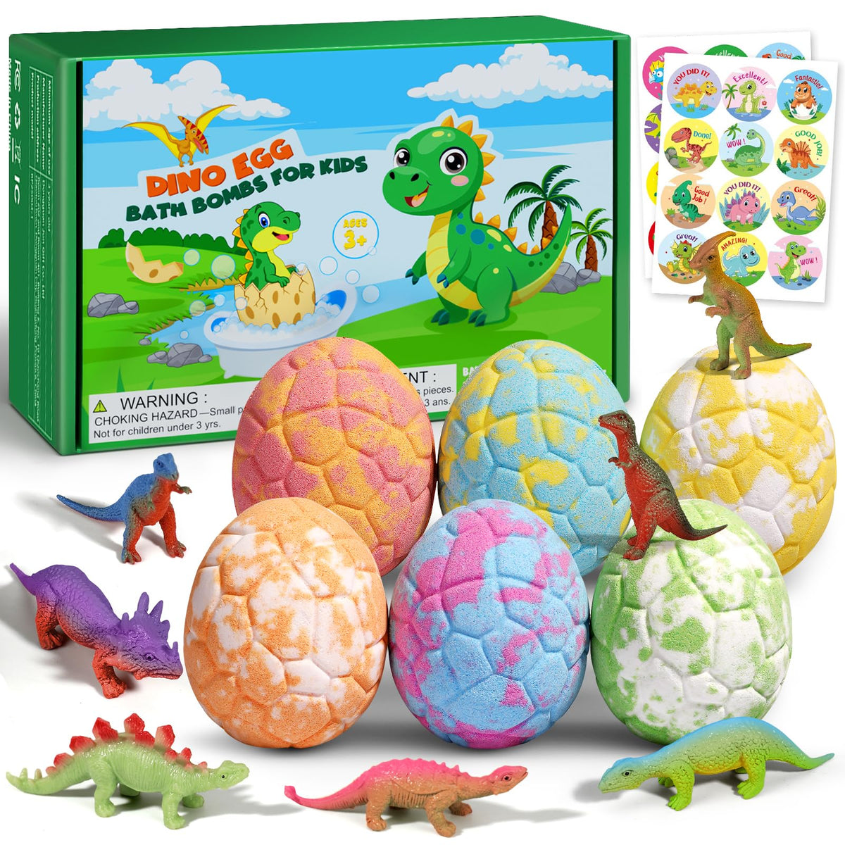 Sanyi bath bombs for kids six color set with dragon toys inside