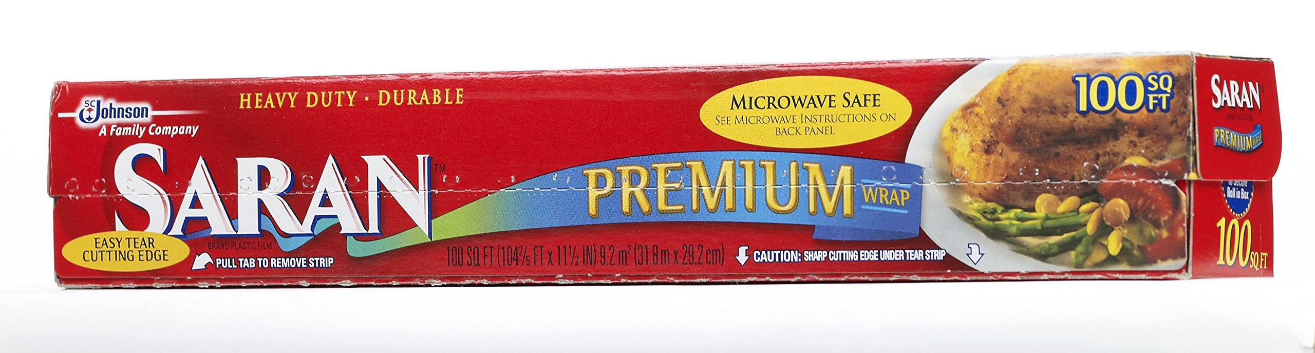 Saran Premium Plastic Wrap 100 Sq Ft roll close-up