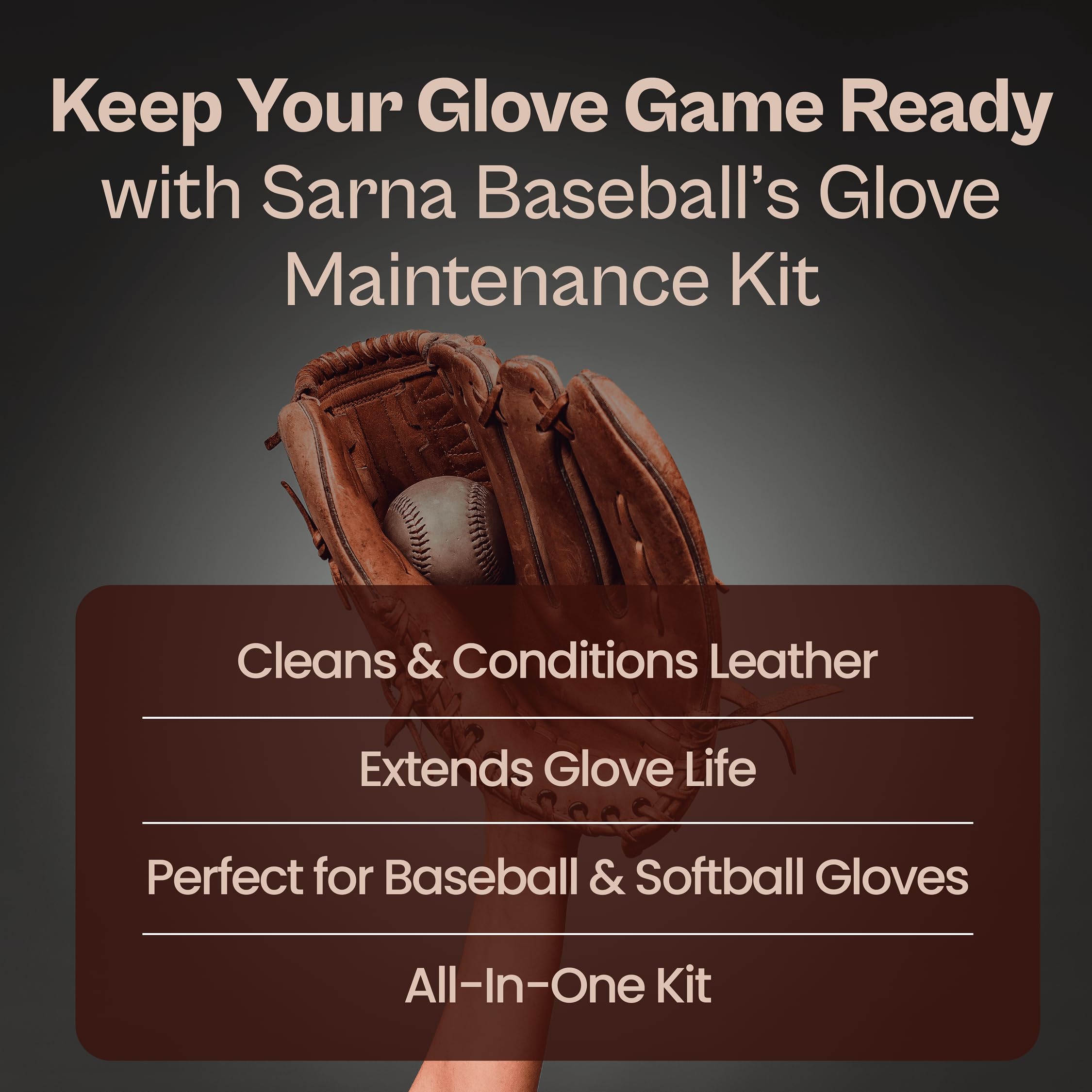 Sarna baseball glove conditioner kit soft brush and hard brushes