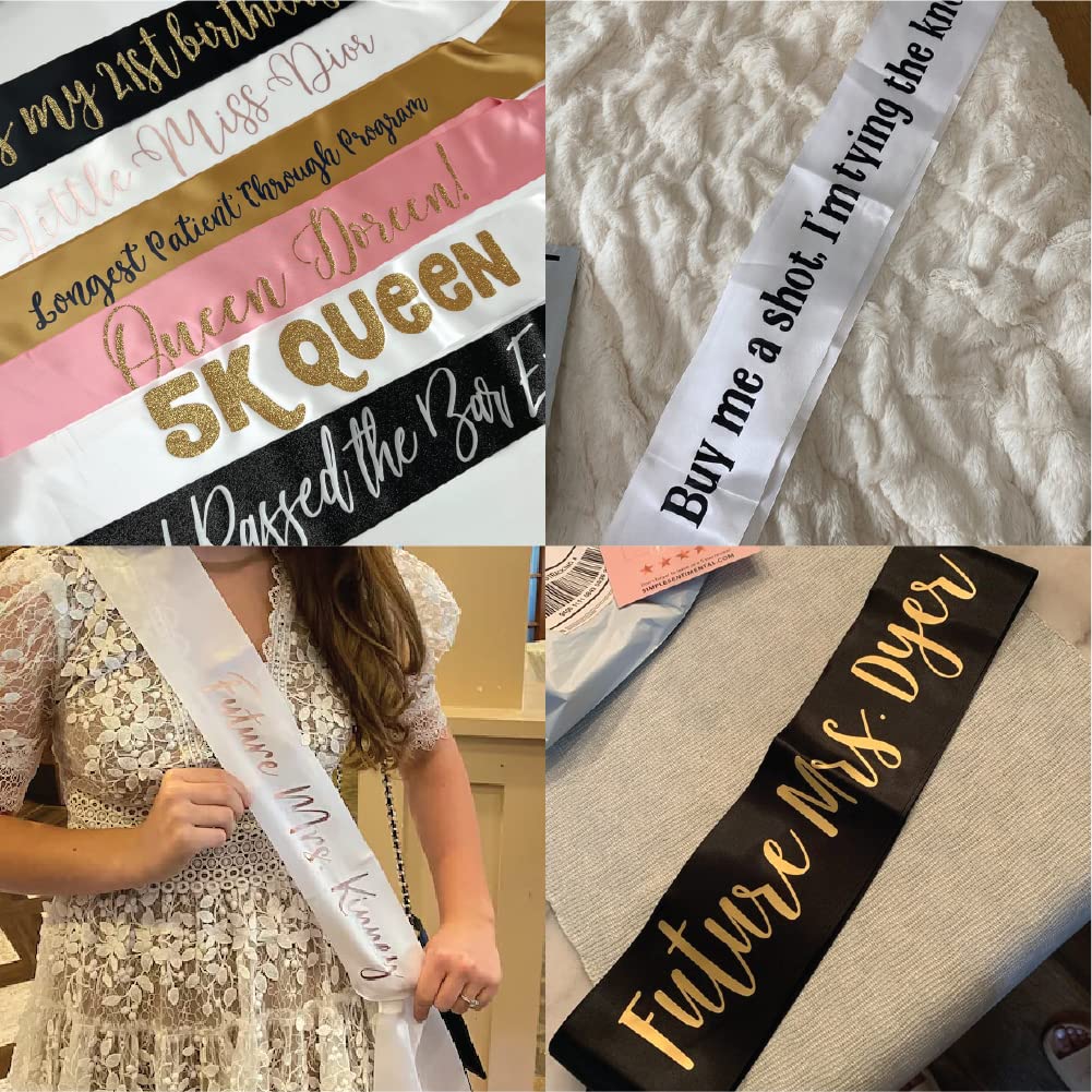 36 inch long by 4 inch wide satin sash