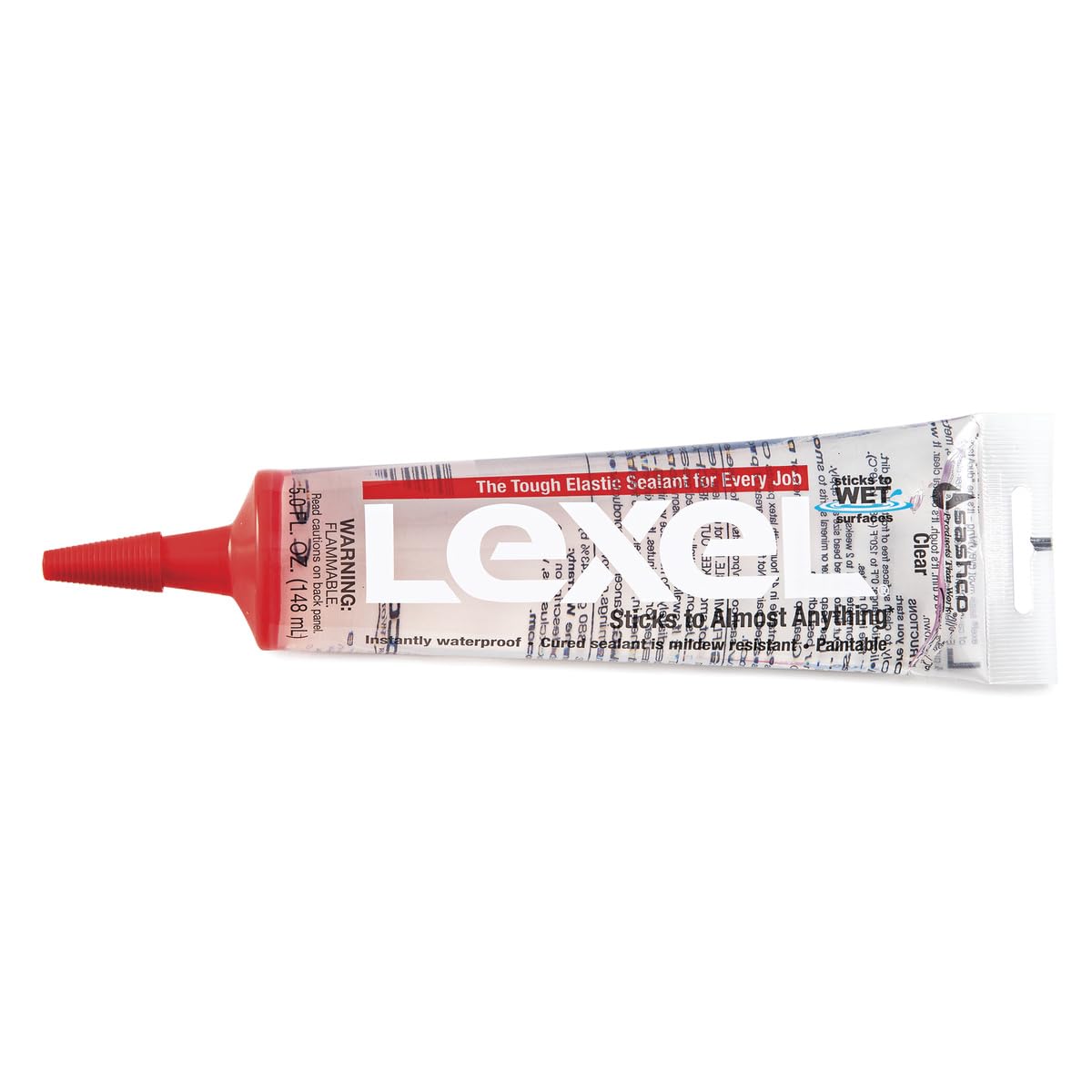 Sashco Lexel waterproof caulk clear 5 oz packaging