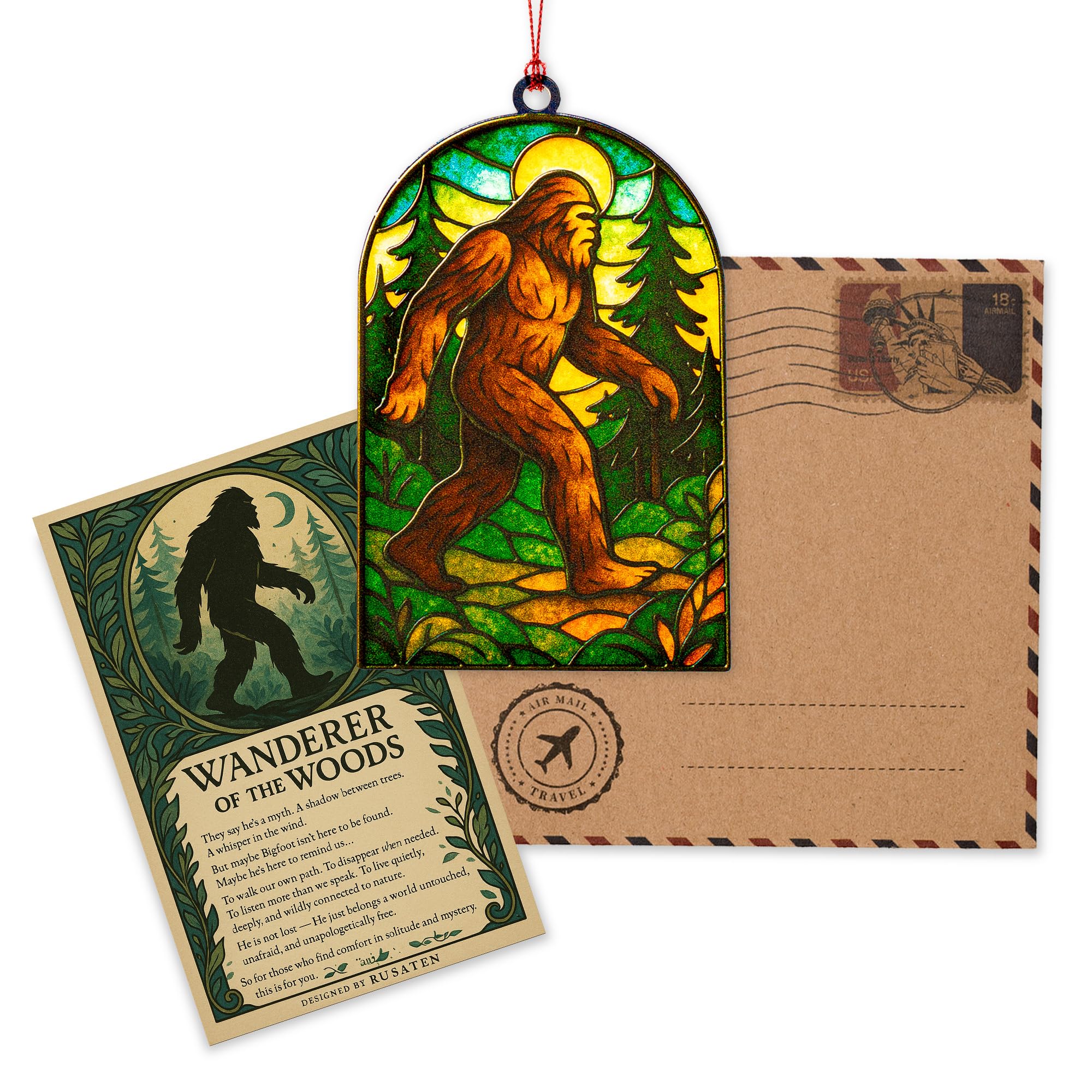 Bigfoot christmas ornament 2025 displayed in warm light