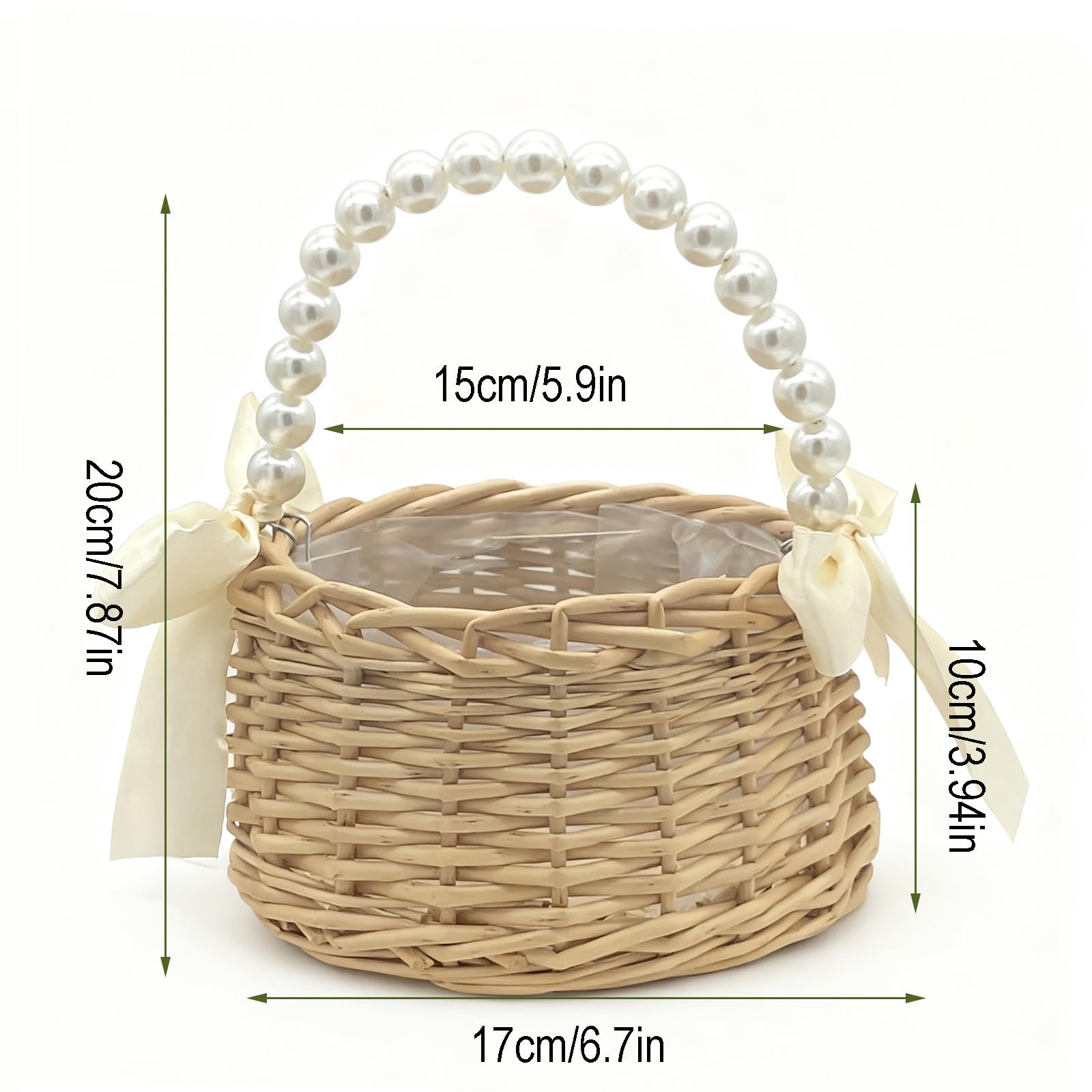 Pearl handle formed by 17 large pearls on basket