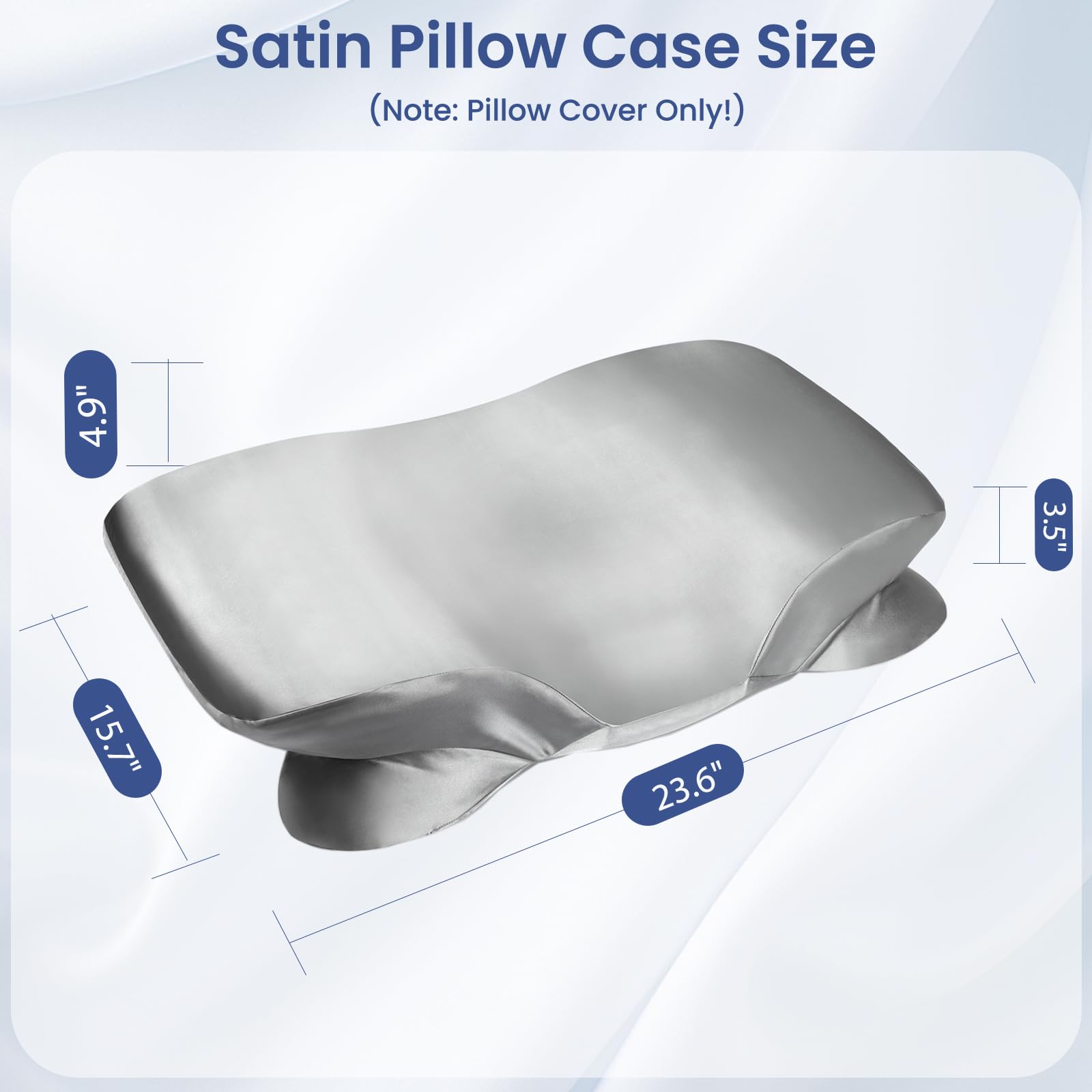 Gray satin pillowcase on Zelimun orthopedic pillow