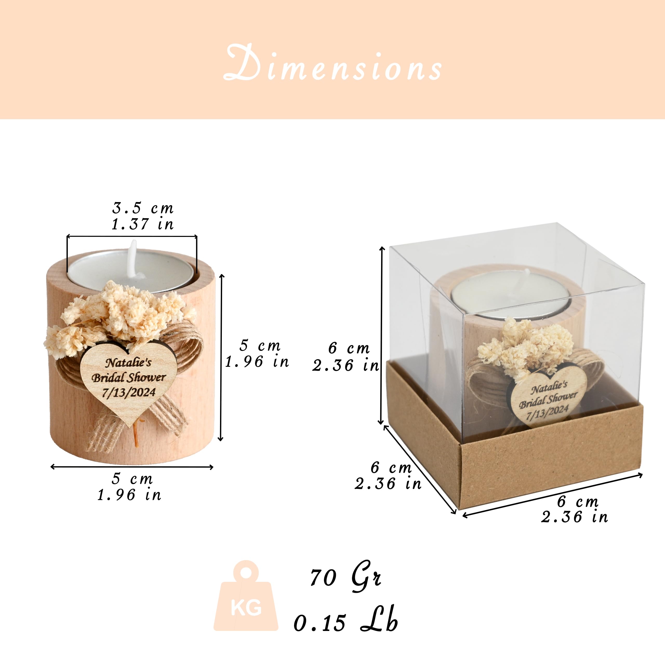 satin ribbon dried flowers and tealight candle with holder