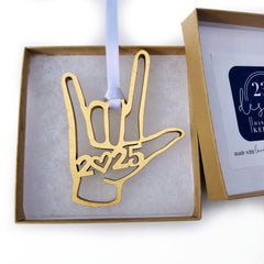 Gift packaging with kraft box and satin ribbon for ornament