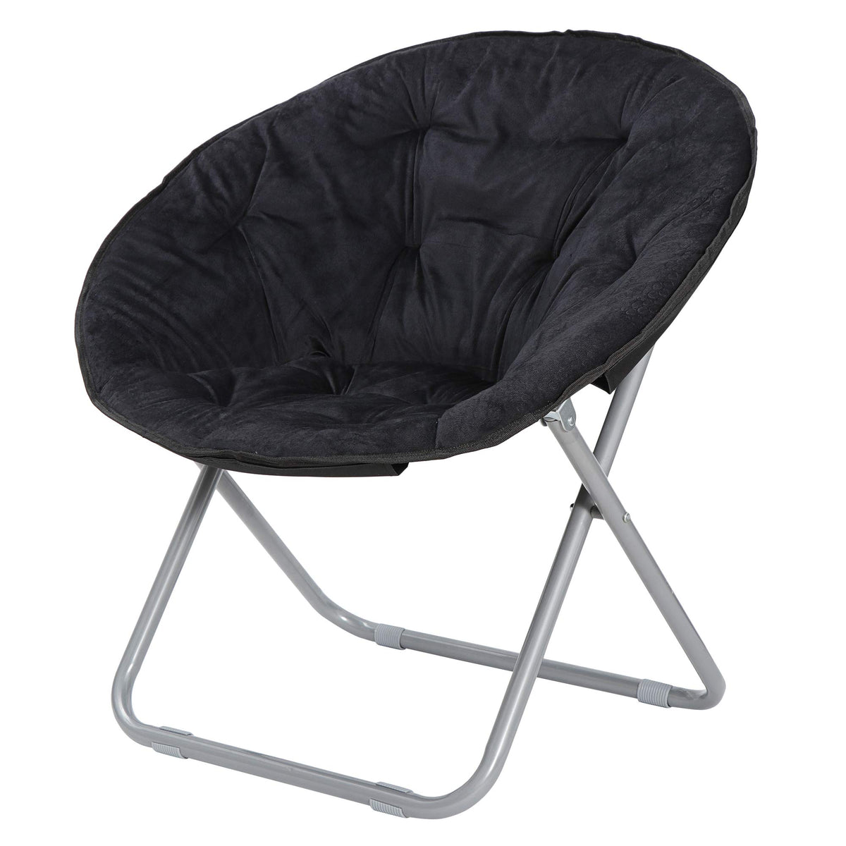 Saturnpower Faux-Fur Folding Chair black upholstery