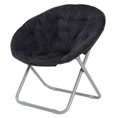 Saturnpower Faux-Fur Folding Chair black upholstery