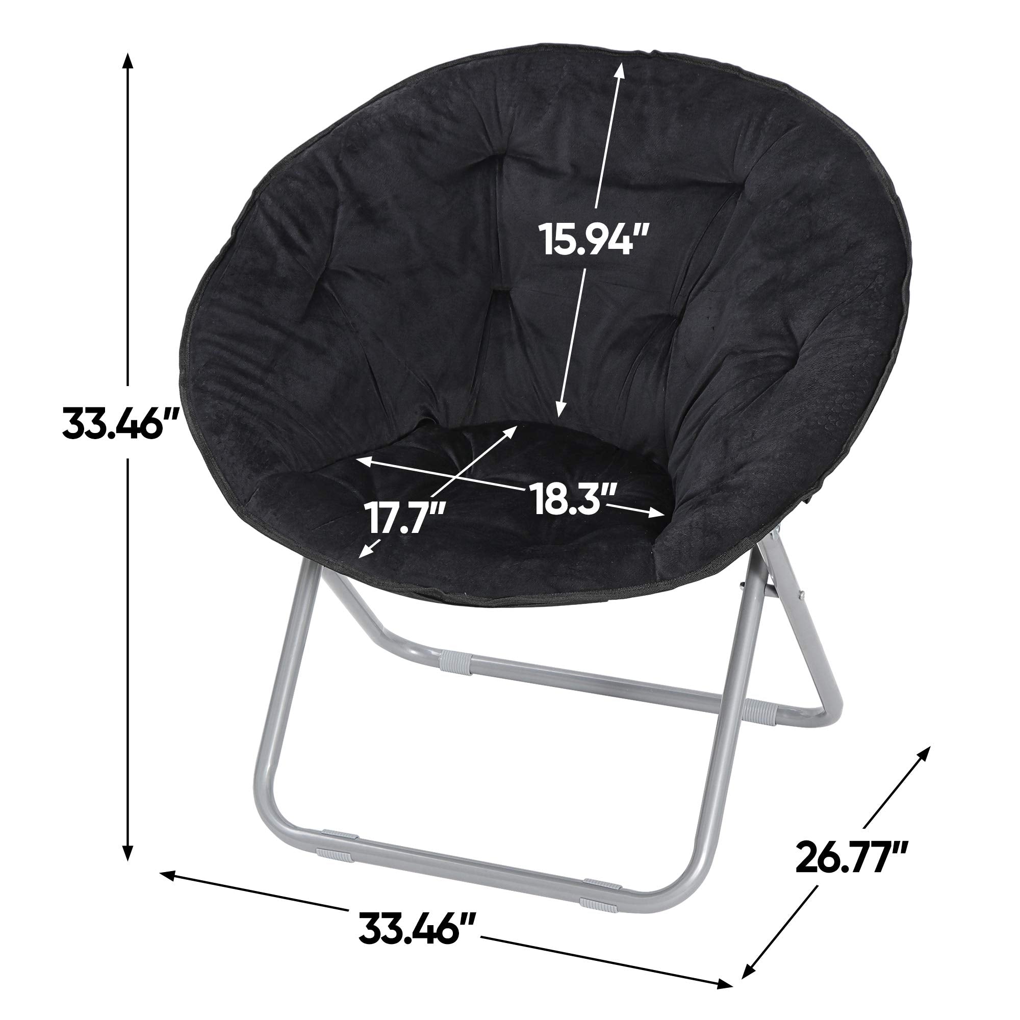 Foldable chair in black for dorm room or apartment use