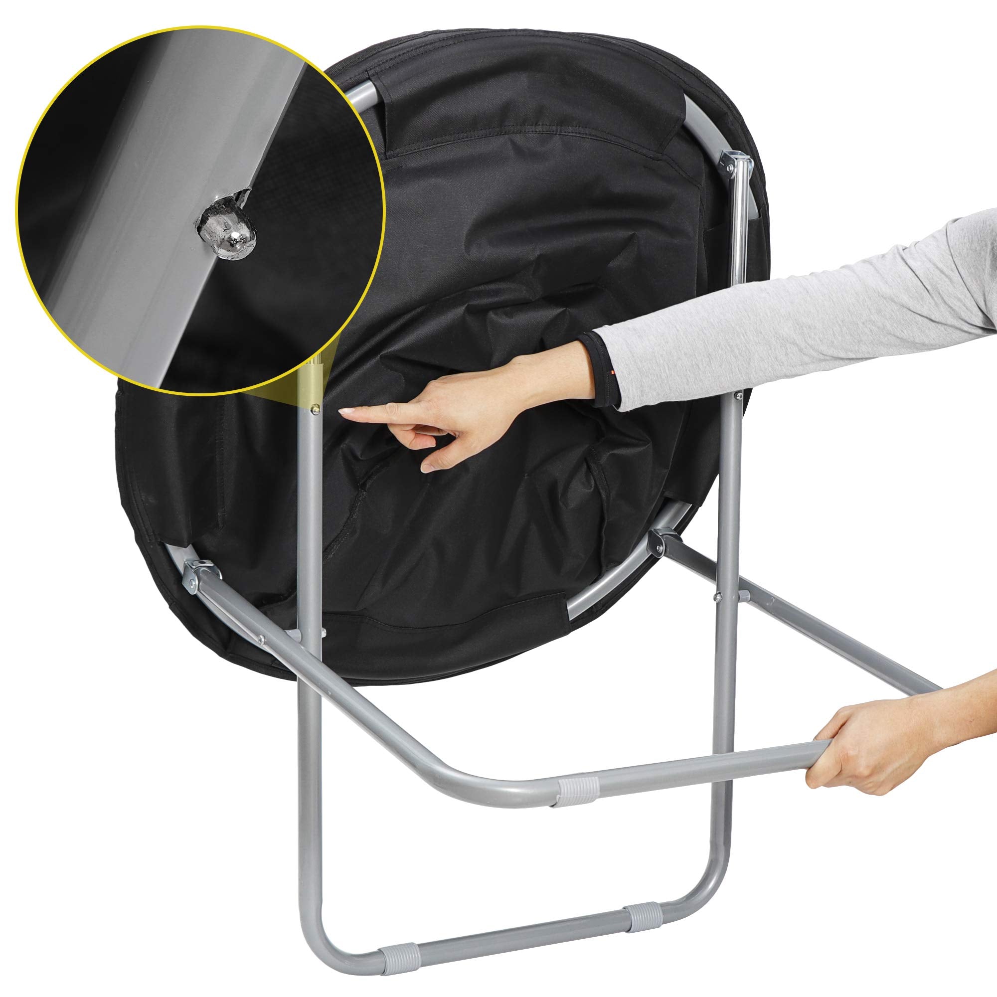 Chair folded for compact storage by Saturnpower