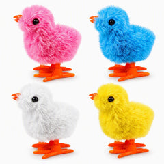 SAURAWAN 4PCS Chick Plush Wind Up Toys four wind-up chicks