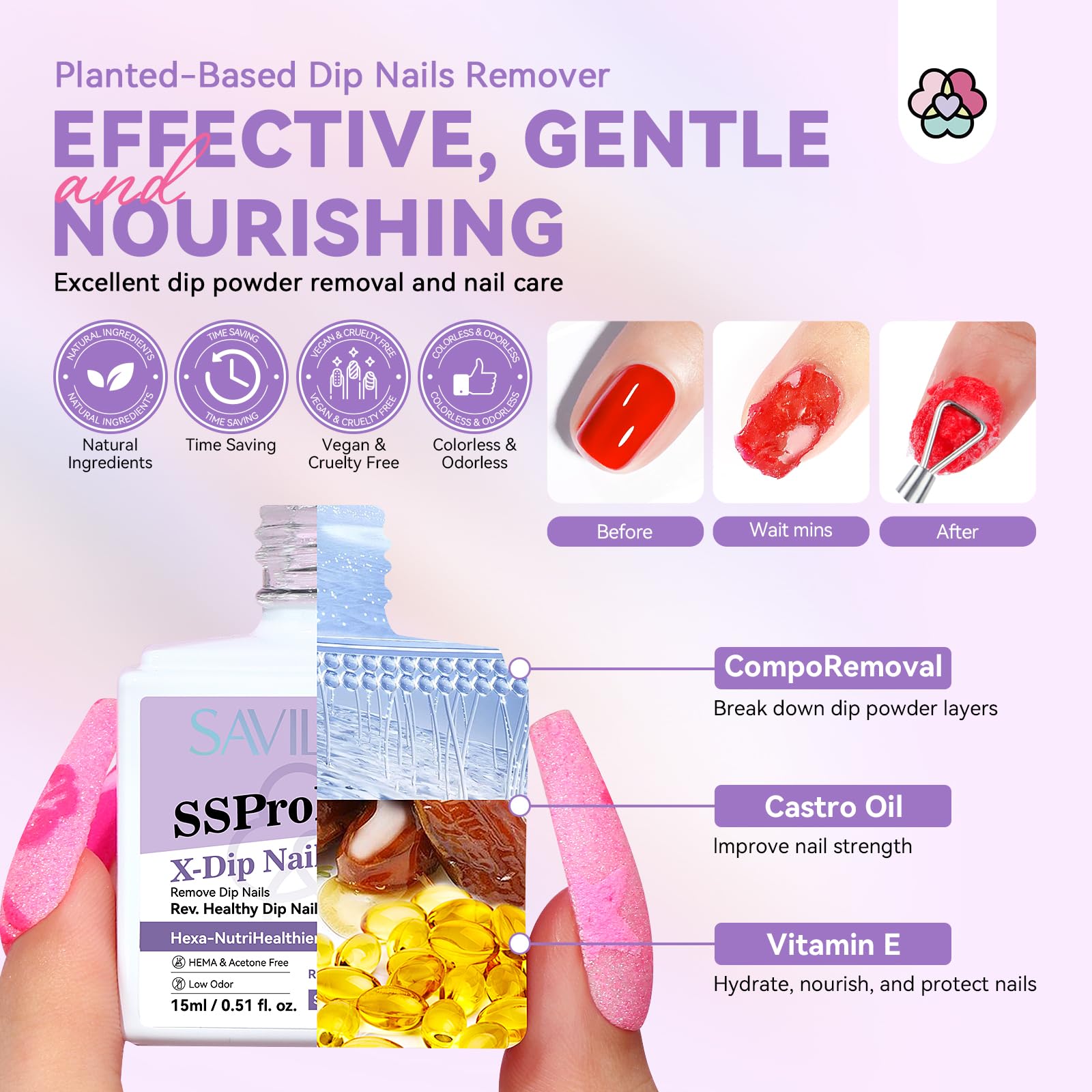 Dip Powder Nail Remover 15 ml bottle pair