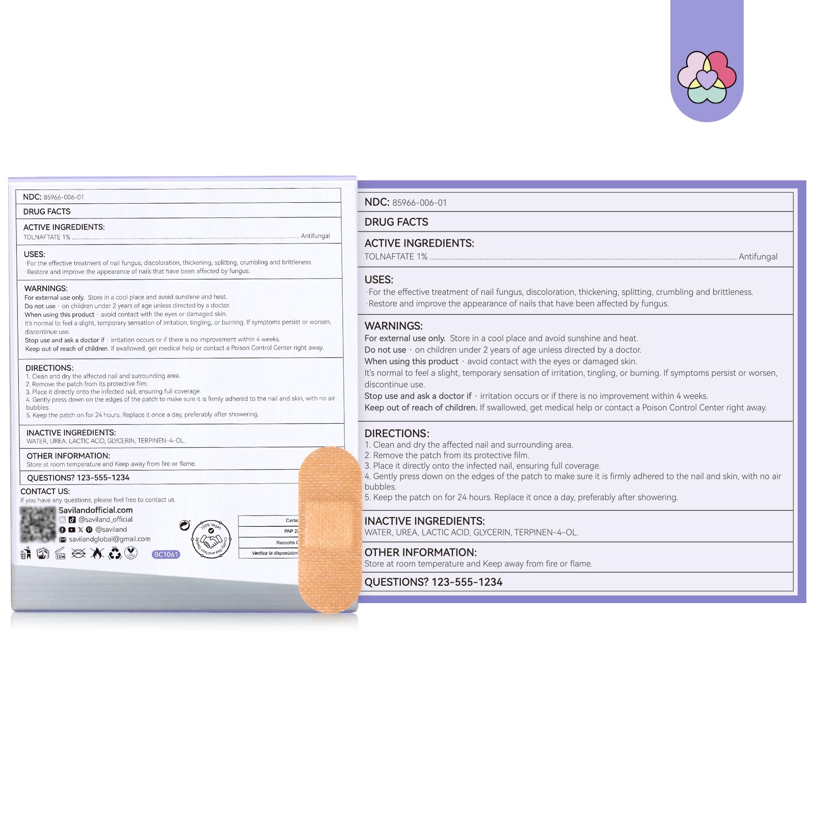 SAVILAND fungal patches for toenail care product