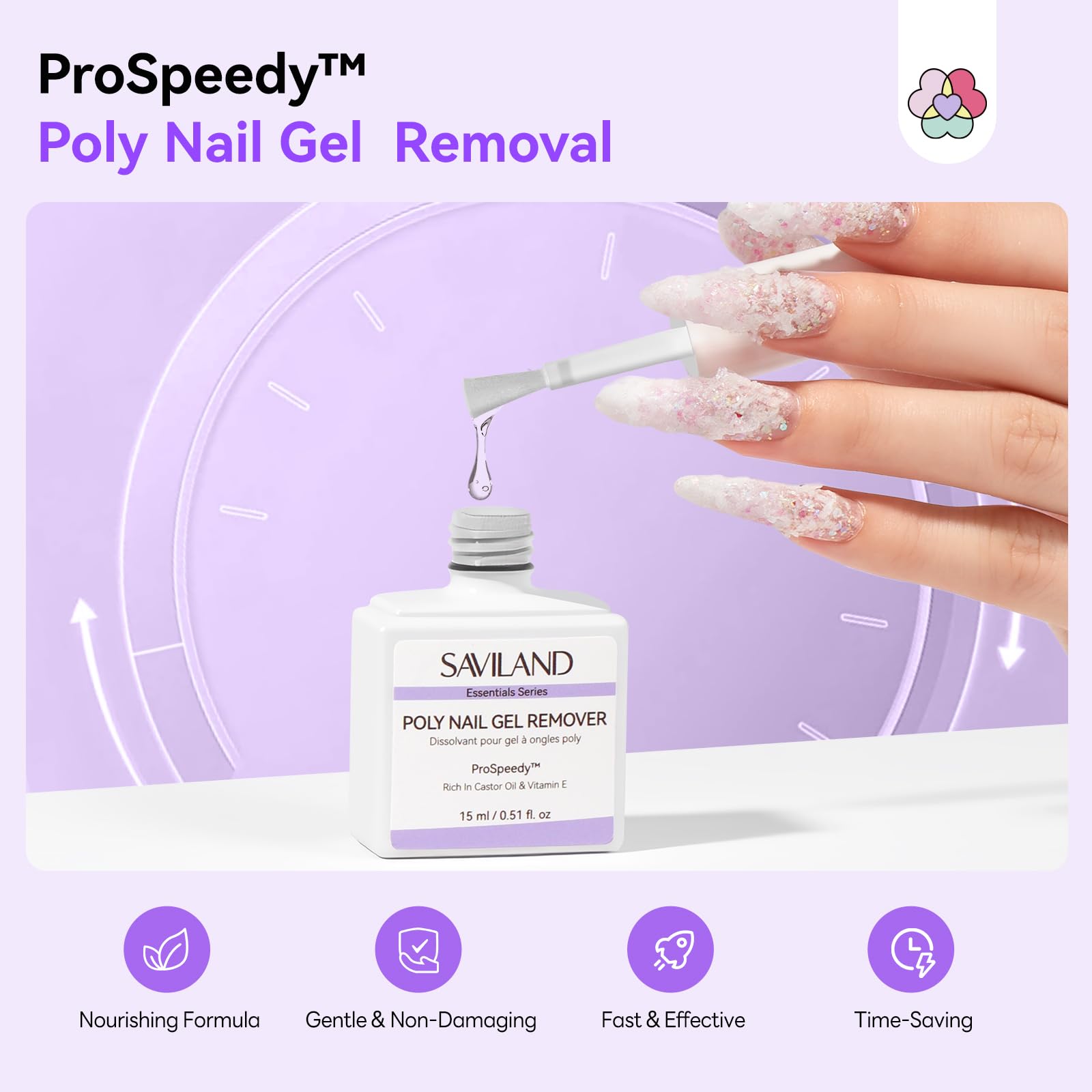 SAVILAND Poly Gel Nail Remover Kit 2pcs components