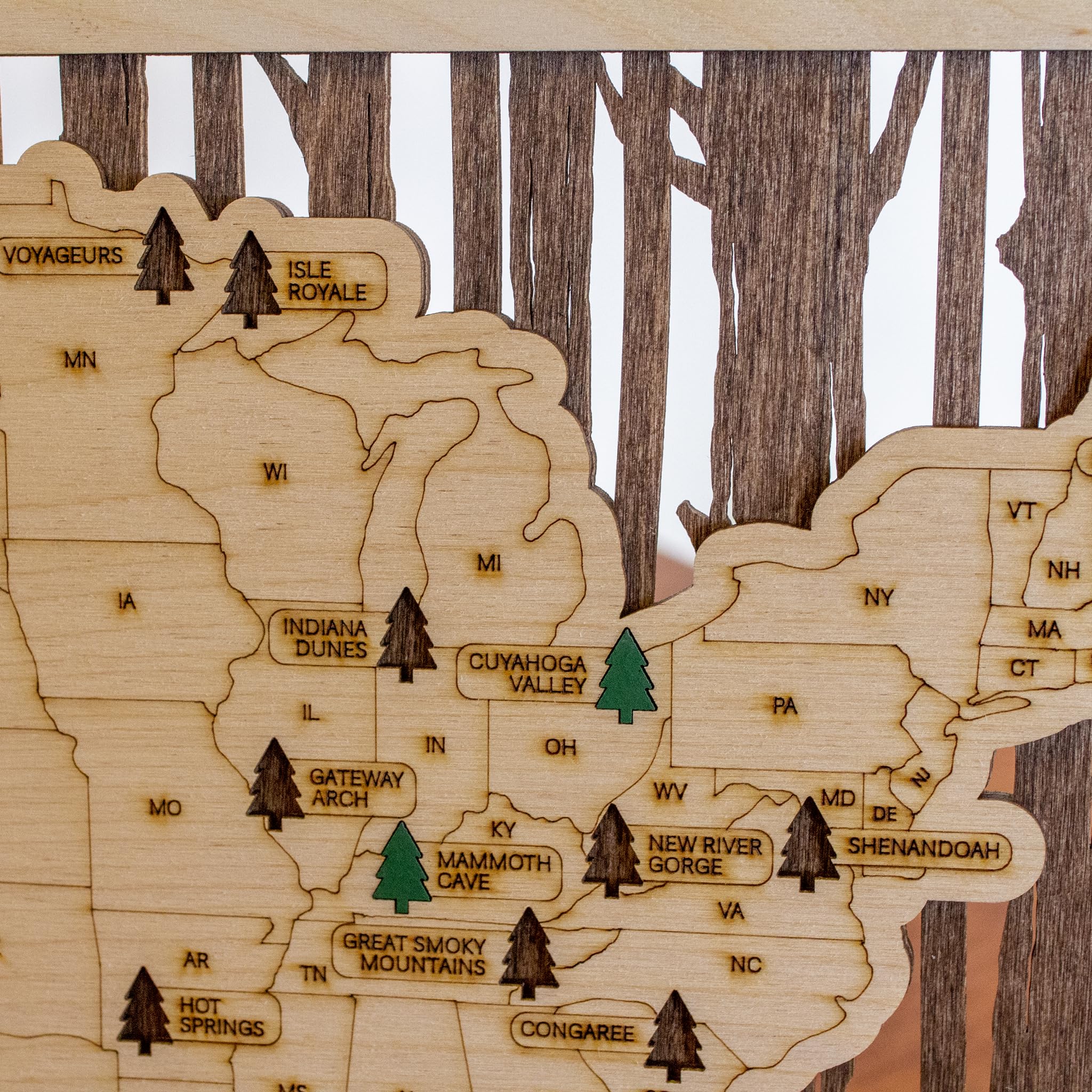 Approx 17.25 x 10.5 inch wood map size