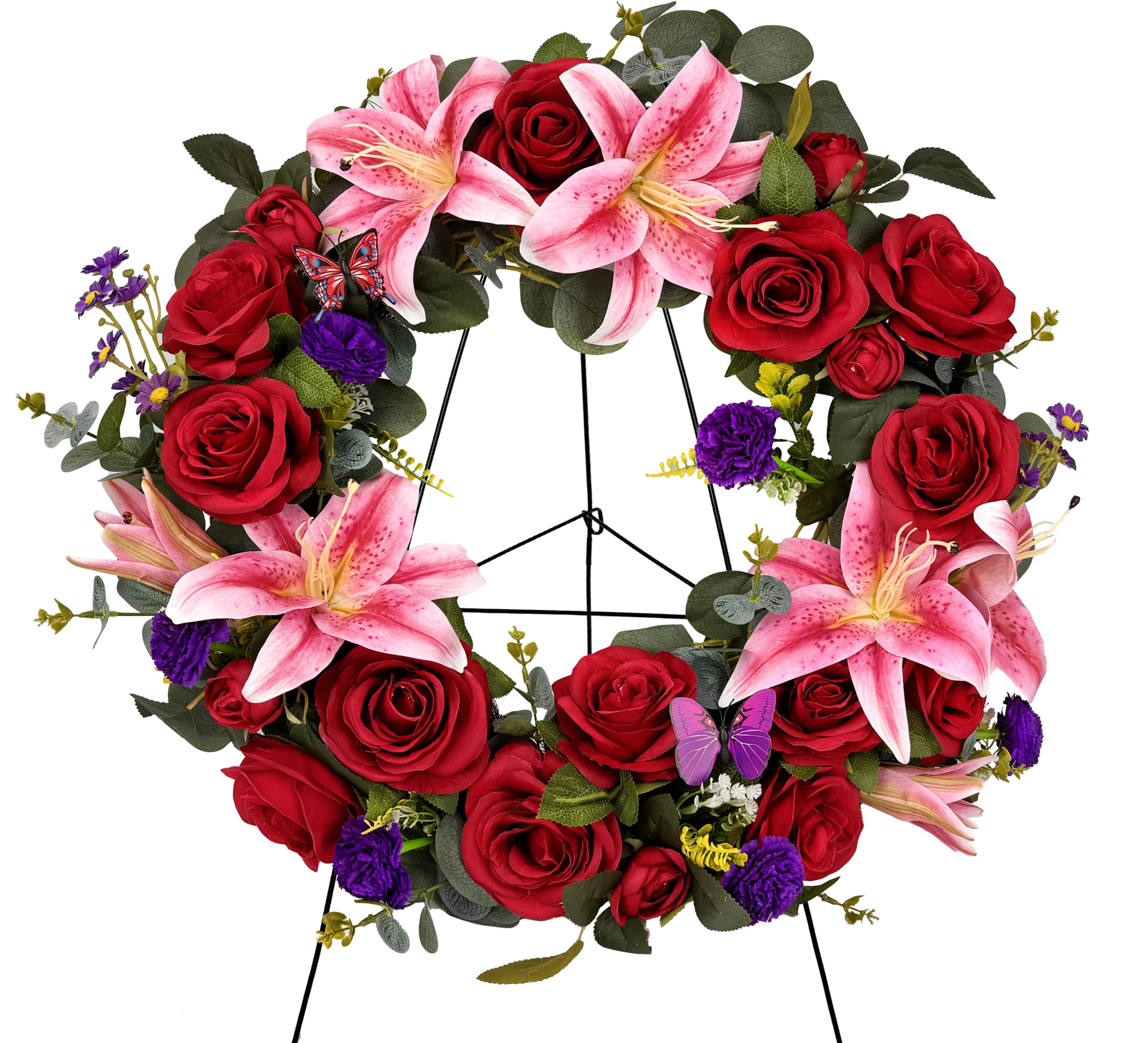 Saxili cemetery wreaths for graves with 30 inch easel stand on display