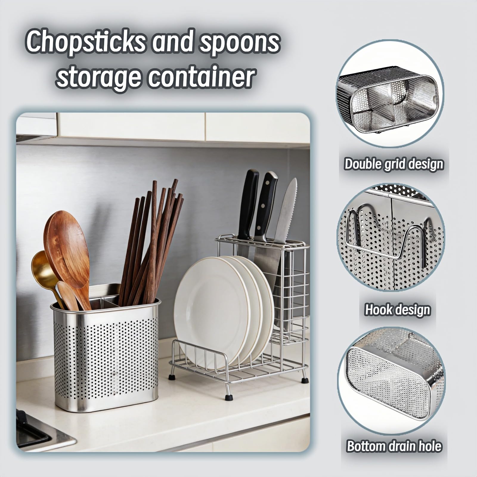 SAYUANVA utensil holder with hooks for kitchen use