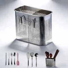 SAYUANVA 2-Tier stainless steel utensil holder on countertop