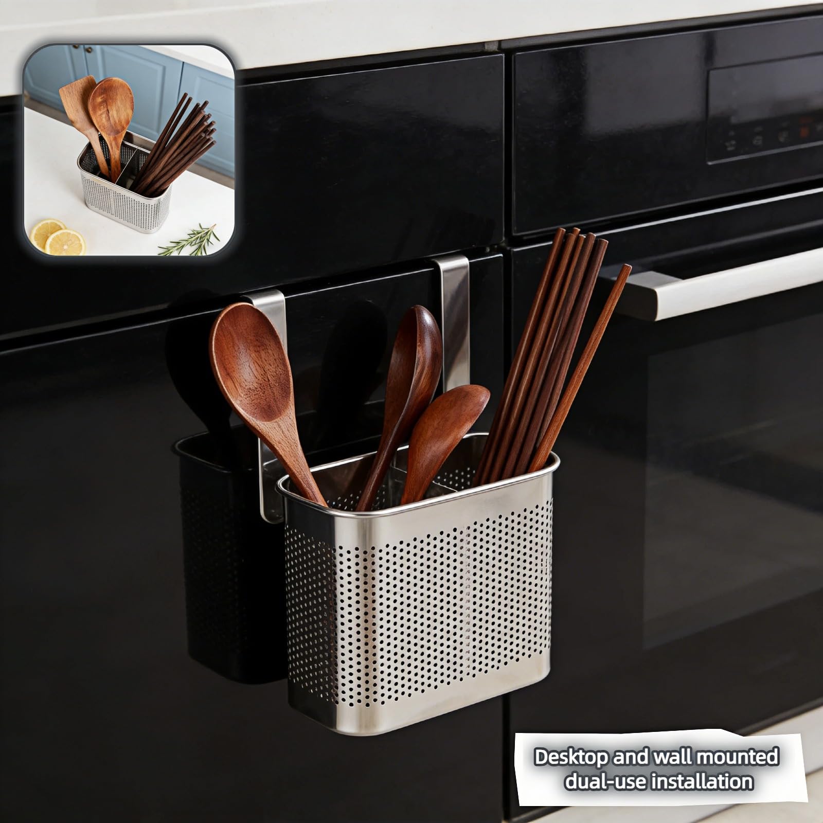 Compact SAYUANVA utensil holder dimensions 5.51 x 4.33 x 2.76 inches