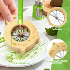 Green onion slicer handle showing BPA-free plastic grip