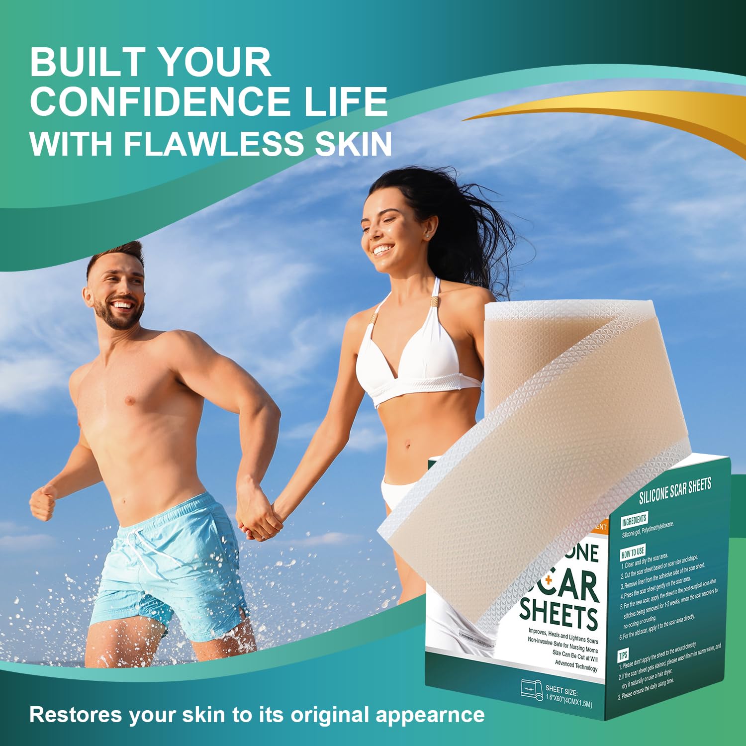 Latex-free silicone scar tape for all ages image
