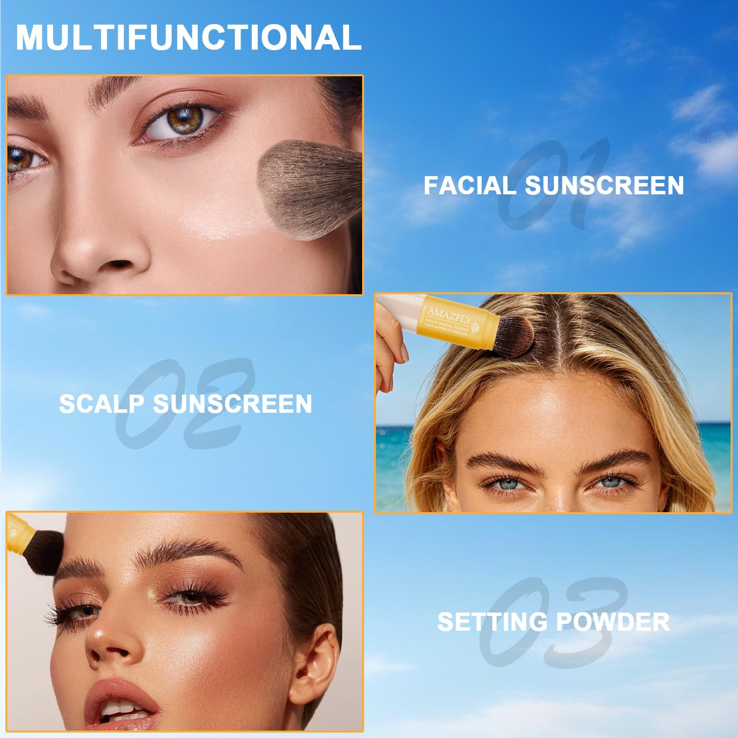 Translucent setting powder for makeup and sun protection