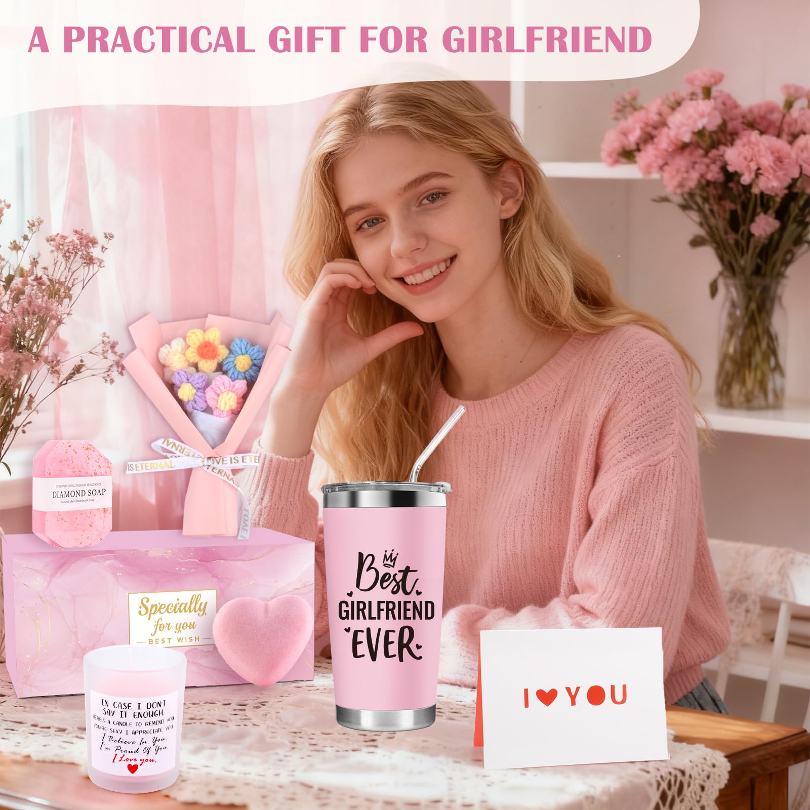 Scented candle included in the girlfriend gift set