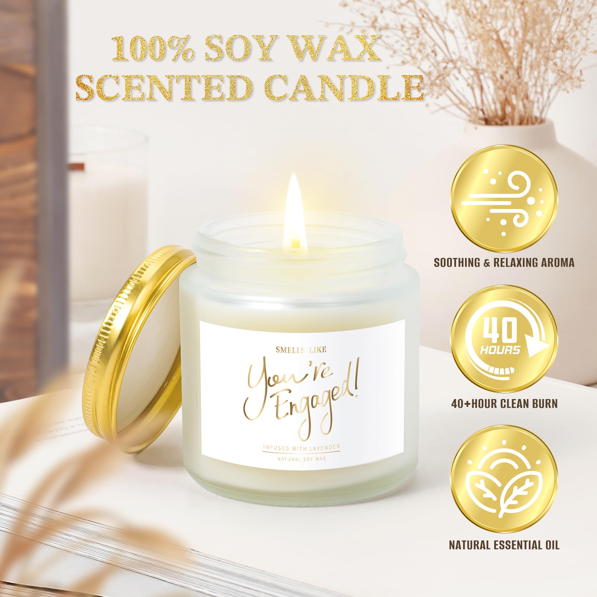 Scented candle for romantic ambiance in gift set