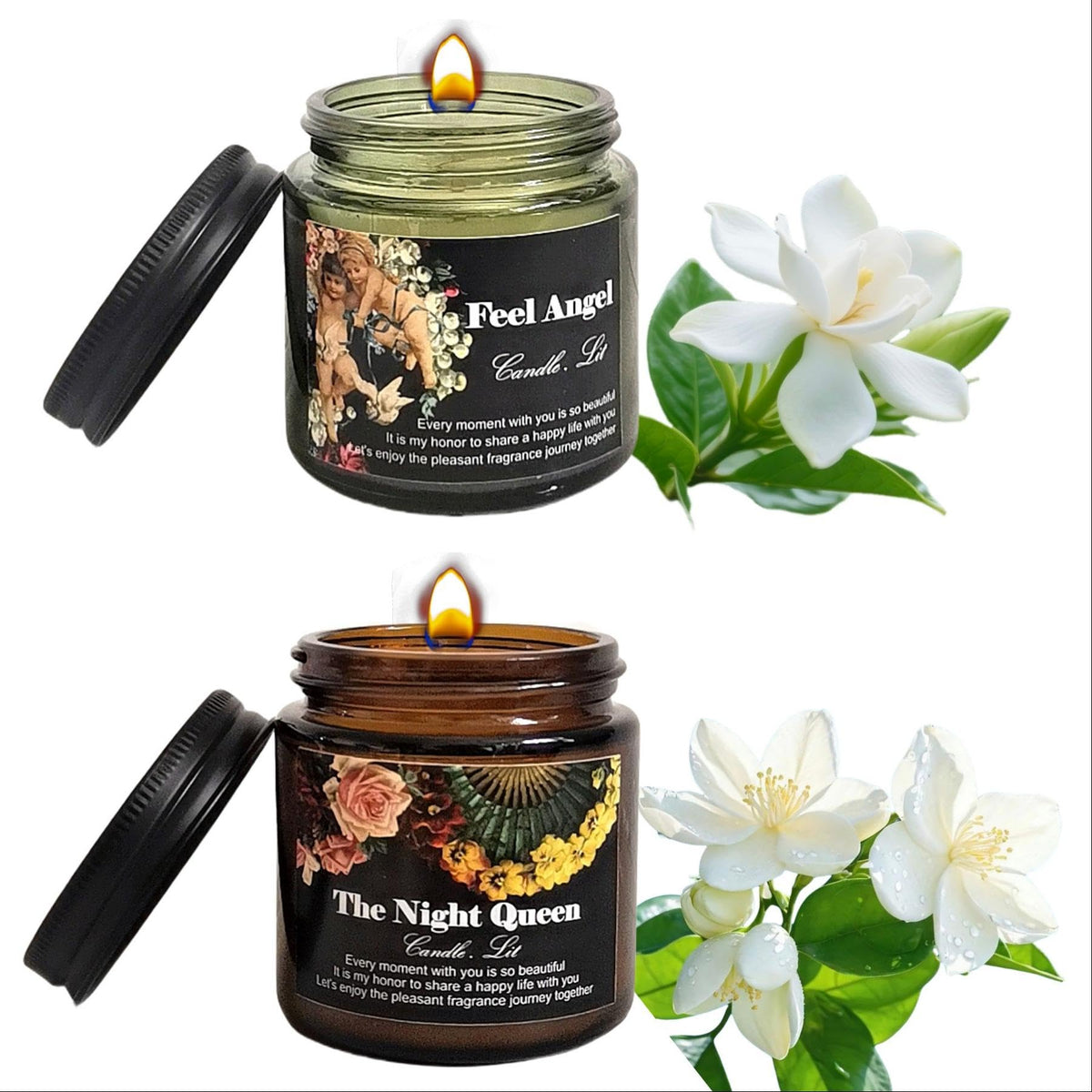 twomen Gift scented candle soywax two-candle set jasmine gardenia night queen angel 7% oil