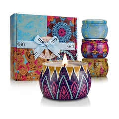 Scented Candles Gift Set in decorative tin packaging