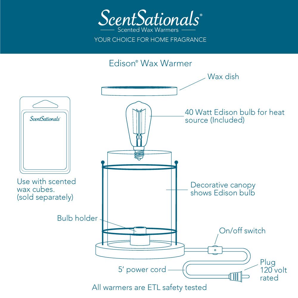 40W bulb detail on Scentsationals wax melt warmer