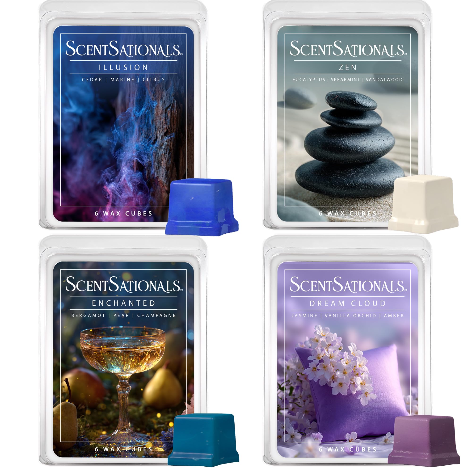 Scentsationals wax melts Moodscapes Tranquility 4-Pack packaging 24 cubes