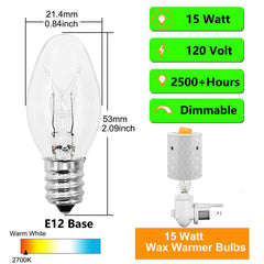 15W E12 salt lamp bulb next to wax warmer