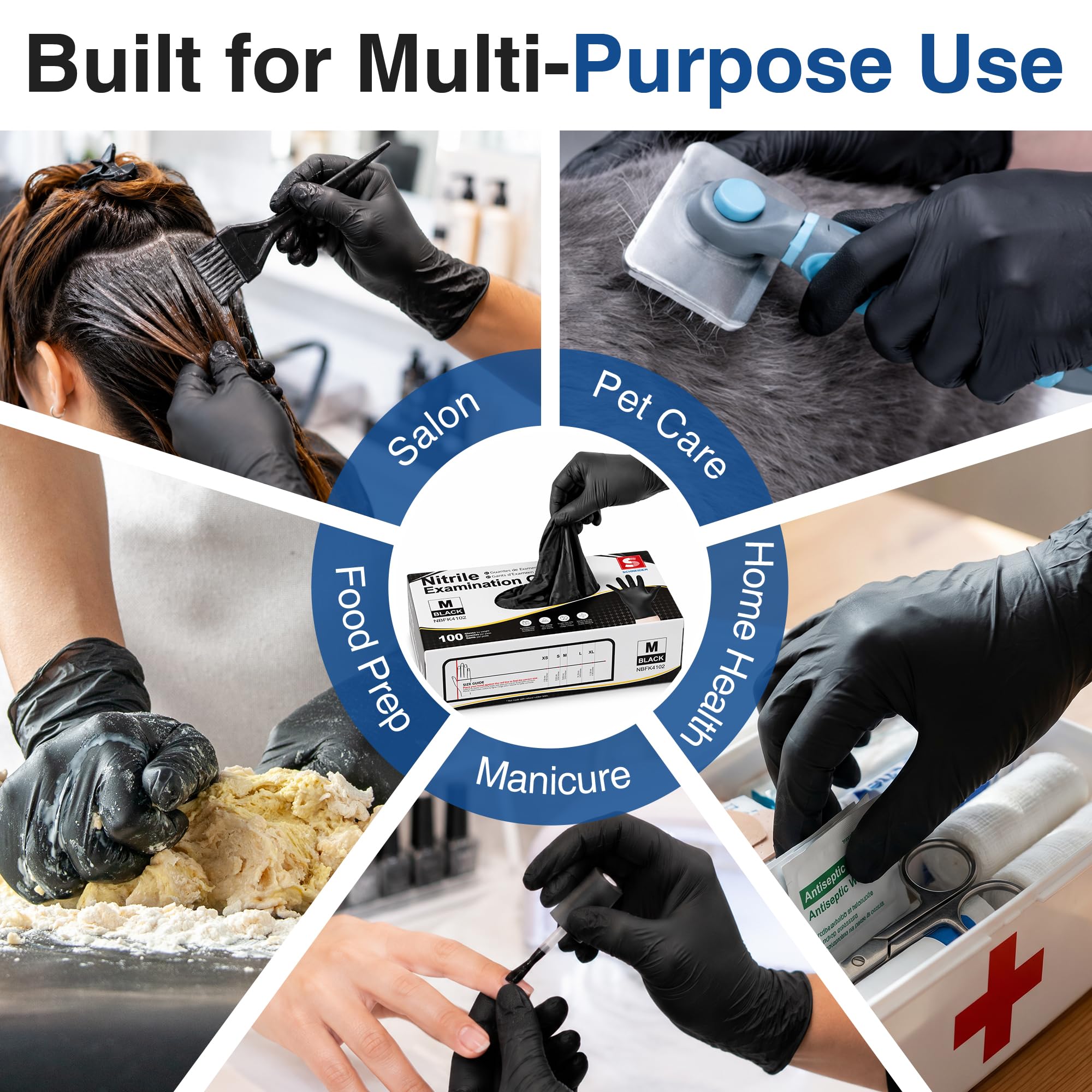 Schneider black nitrile gloves 100 count box
