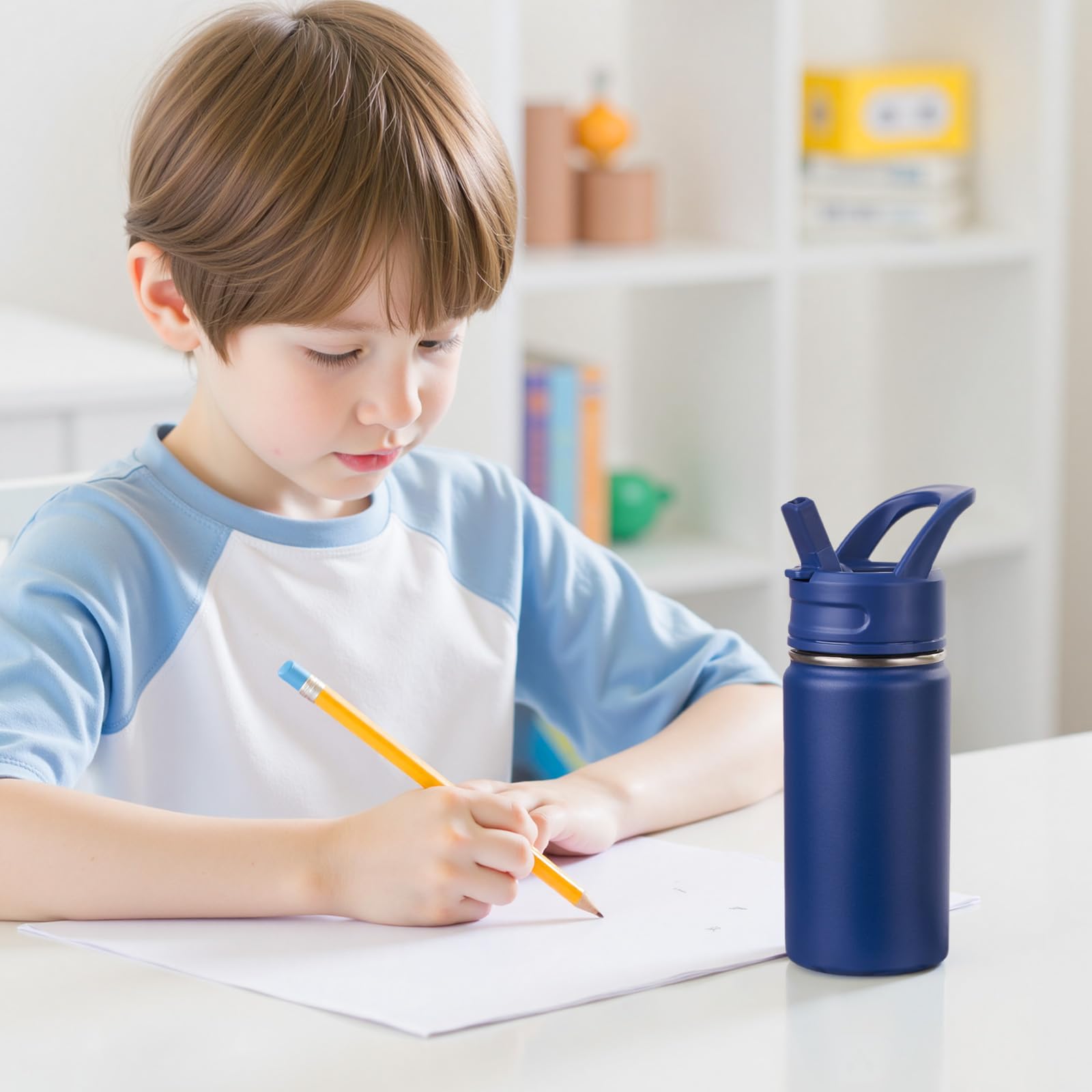 12oz kids water bottle for school and play blue