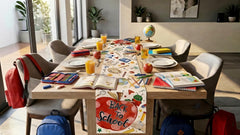 Red apple and school theme on back to school runner