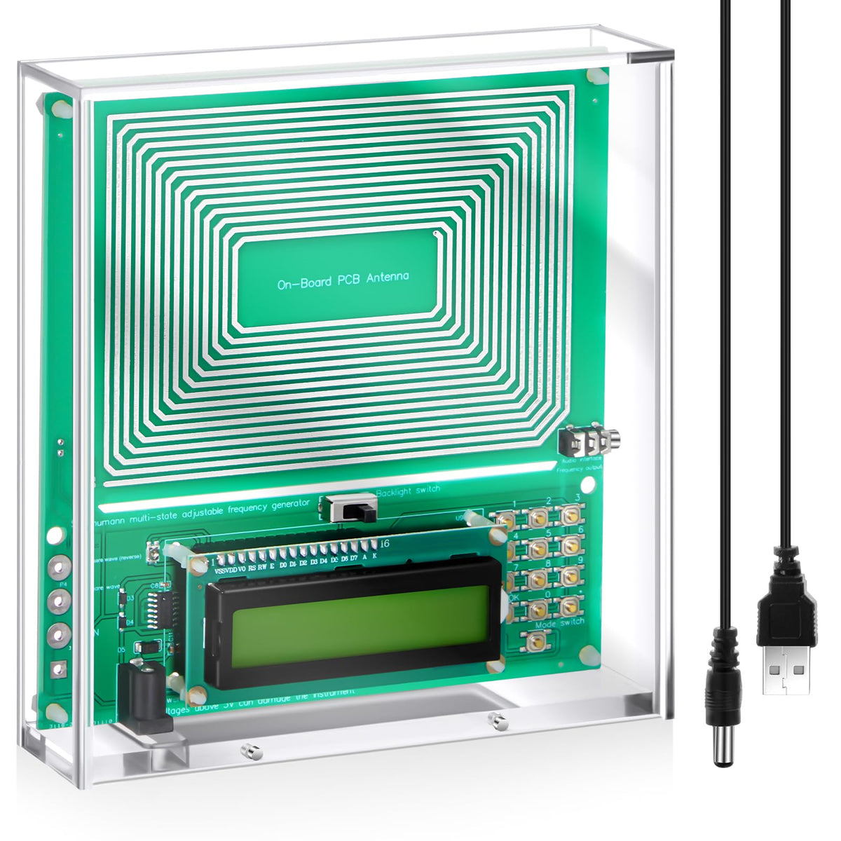 Schumann Resonance Generator green device on desk