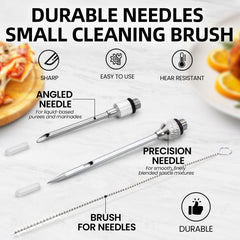 Stainless steel turkey baster with injector needles