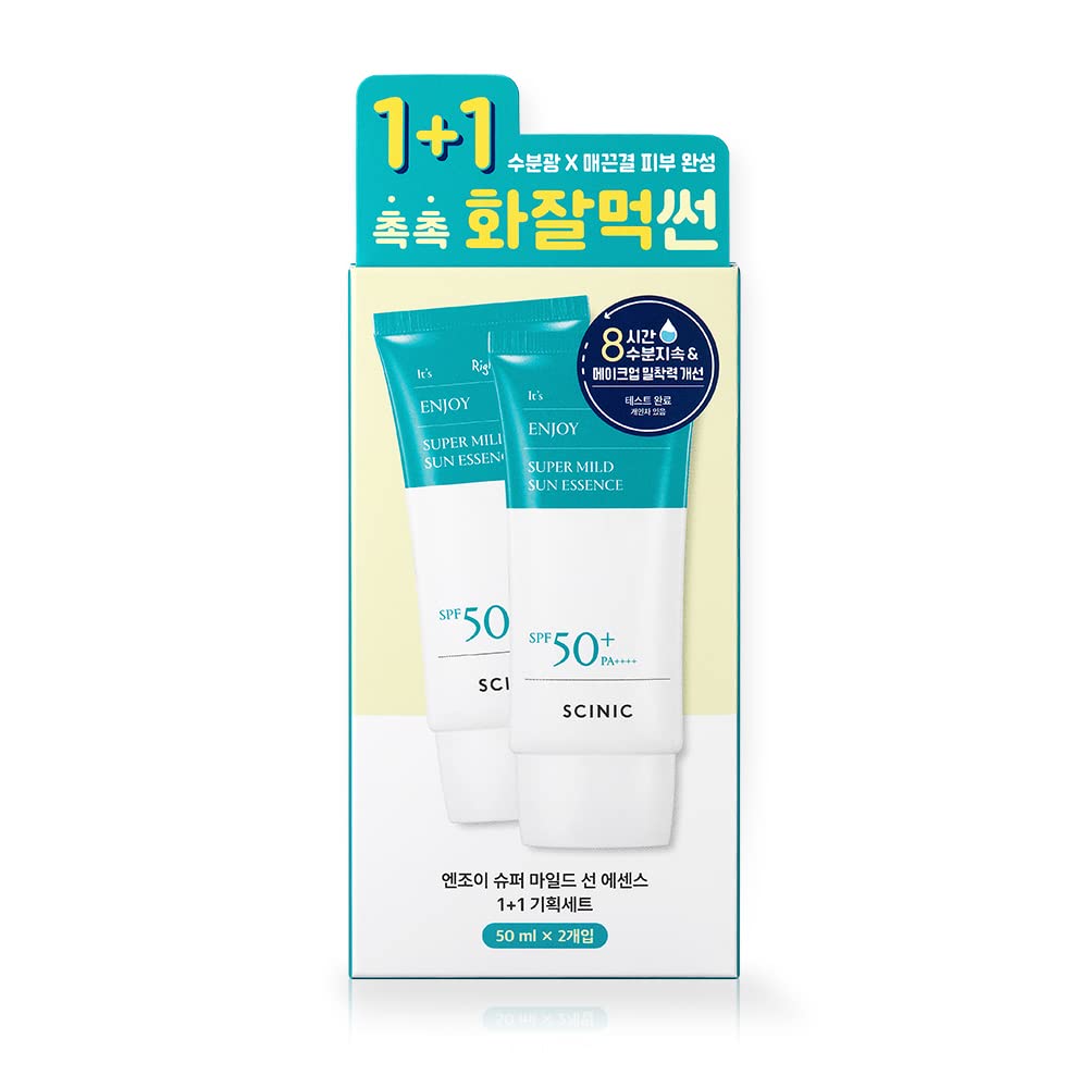 Close up of SCINIC Enjoy Super Mild Sun Essence SPF50 PA4plus lotion texture